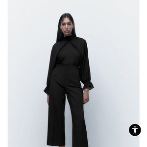 ZARA wrap front cape blouse